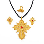 Ethiopian Jewelry sets Cross Pendant Necklaces Earrings Rings Silver/Gold Color African Eritrean Habesha Wedding