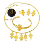 Ethiopian Eritrea Ethnic Jewelry Sets With Cross Chokers Earrings Rings for Women  Africa Wedding Party Gifts