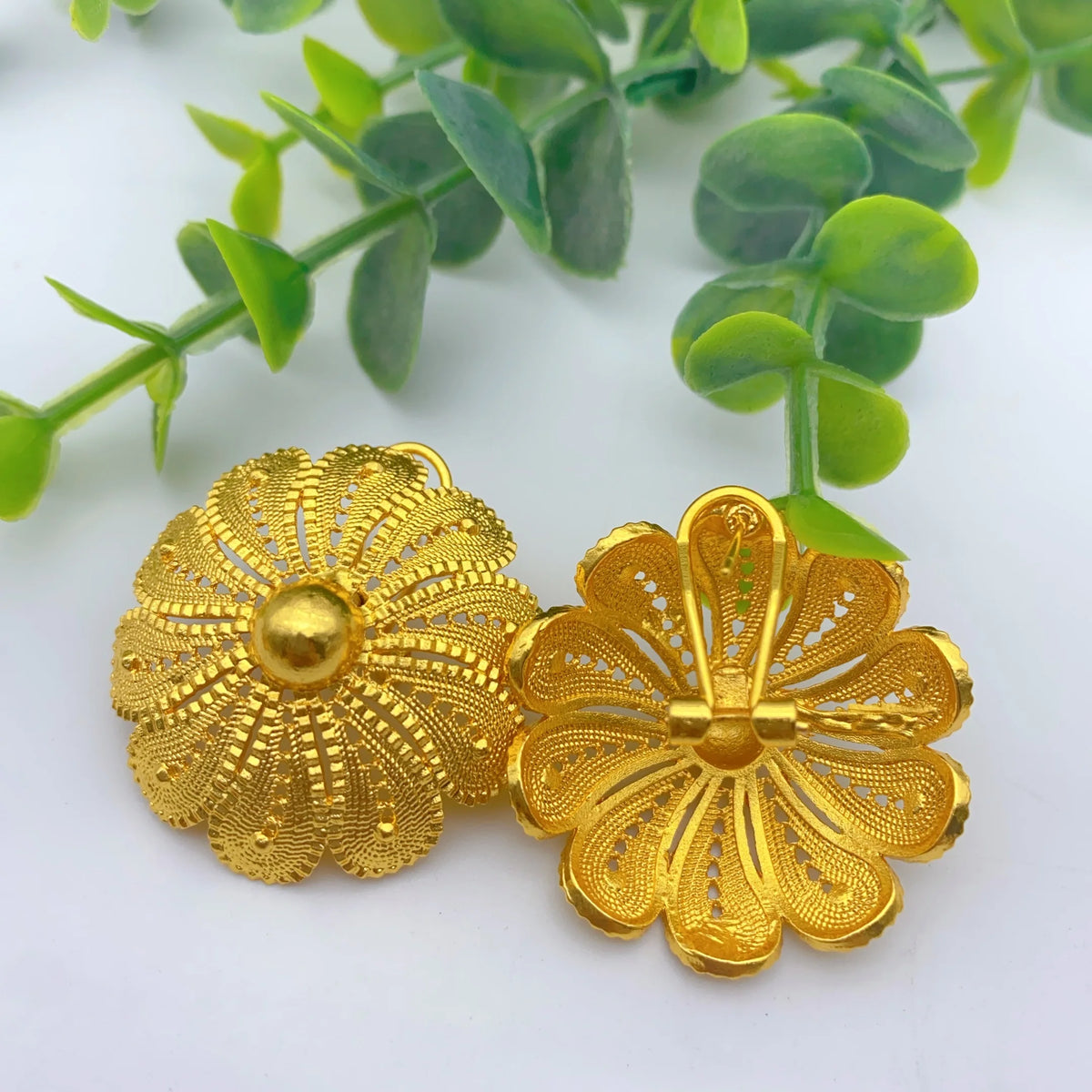 Luxury Ethiopian Big Round Necklace And Earrings Jewelry Sets For Women Dubai Bridal 24k Gold Color Set Wedding Party Gifts