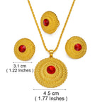 Ethiopian Jewelry Sets RED/BLUE/GREEN Pendant Necklaces Earrings Rings Habesha Eritrean African Marriage Dowry