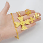 Ethiopian Jewelry Sets for Women Pendant Necklaces Earrings Ring Gold Color Eritrean Ornaments