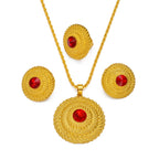 Ethiopian Jewelry Sets RED/BLUE/GREEN Pendant Necklaces Earrings Rings Habesha Eritrean African Marriage Dowry