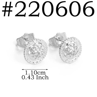 Ethiopian Small Round & Cross Stud Earrings Women  Eritrean Jewelry African Little Ear Studs With Rhinestone