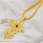 Ethiopian Big Cross Pendant Necklaces for Women  Gold Color Eritrean African Ethnic Traditional Jewelry