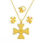 Ethiopian Jewelry Sets for Women Pendant Necklaces Earrings Ring Gold Color Eritrean Ornaments
