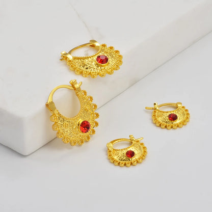 Small Stud Earrings With Rhinestone Ethiopian Eritrean African Jewelry Women