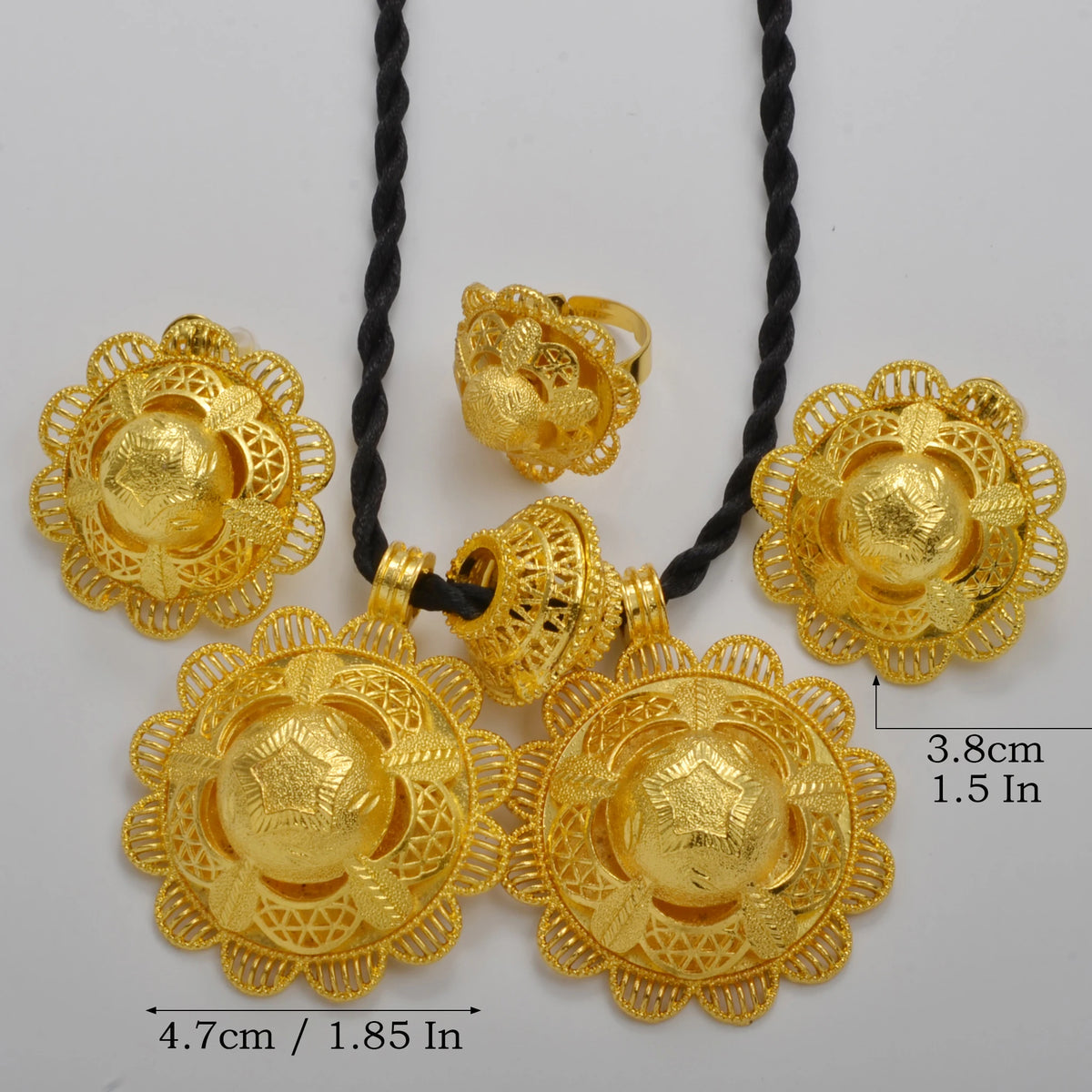 Ethiopian Jewelry Sets Necklace Earrings Ring African Traditional Bridal Set Habesha Eritrea Wedding Sudan
