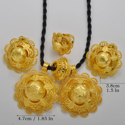 Ethiopian Jewelry Sets Necklace Earrings Ring African Traditional Bridal Set Habesha Eritrea Wedding Sudan