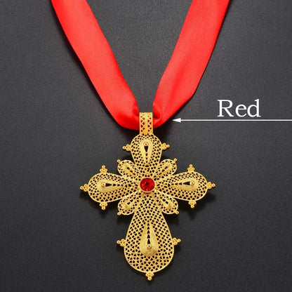 Ethiopian Big Cross Pendant DIY Rope Chain for Women ,African Wedding party Item Eritrean Jewelry Habesha