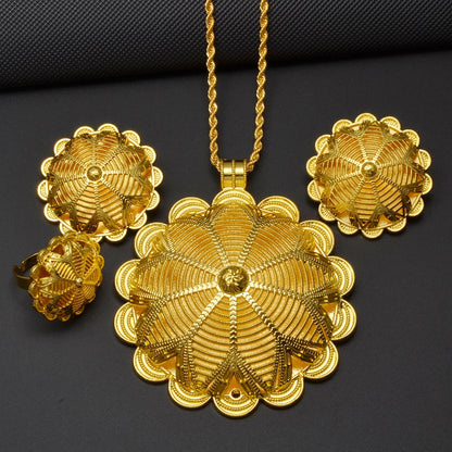 Pendant Necklace Earrings Rings African Jewelry Sets Eritrean Arab Wedding Gifts Women Mama