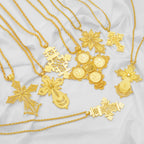 Ethiopian Gold Color Cross Charms Pendant Necklaces African Jewelry Eritrean Anniversary Accessories