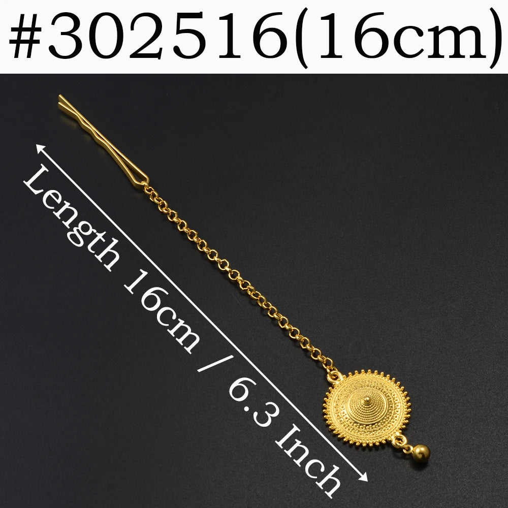 Ethiopian Eritrean Habesha for Women  African Gold Color Ethnic Hair Jewelry Forehead-Chain