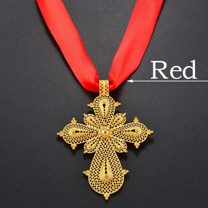 Ethiopian Big Cross Pendant DIY Rope Chain for Women ,African Wedding party Item Eritrean Jewelry Habesha