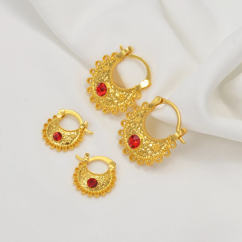Small Stud Earrings With Rhinestone Ethiopian Eritrean African Jewelry Women