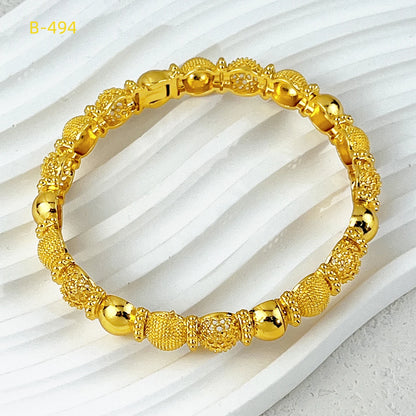 Luxury Gold Color Bangles For Women Bridal Charm Bracelet Wedding Gift Jewelry Party