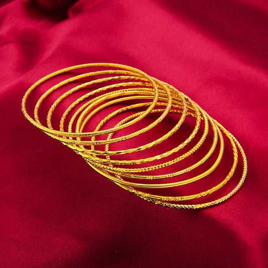 Gold Color Bangles for Women Men Ethiopian Bracelets African Jewelry Wedding Bride Gifts