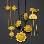 Ethiopian Ethnic Wedding Jewelry Sets Eritrean Habesha African Necklaces Earrings Ring Hairpin Forehead-chain