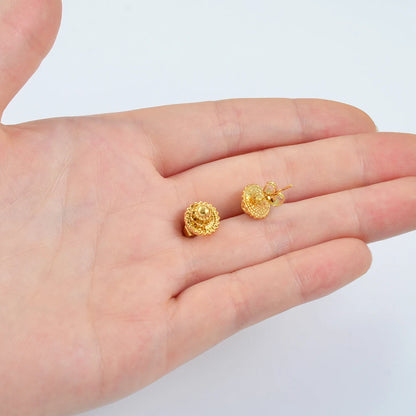 12Pairs,Gold Color/Silver Color Ethiopian Small Stud Earrings for Baby African Jewelry