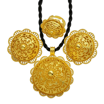Ethiopian Jewelry Sets Necklace Earrings Ring African Traditional Bridal Set Habesha Eritrea Wedding Sudan