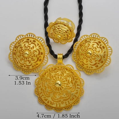 Ethiopian Jewelry Sets Necklace Earrings Ring African Traditional Bridal Set Habesha Eritrea Wedding Sudan