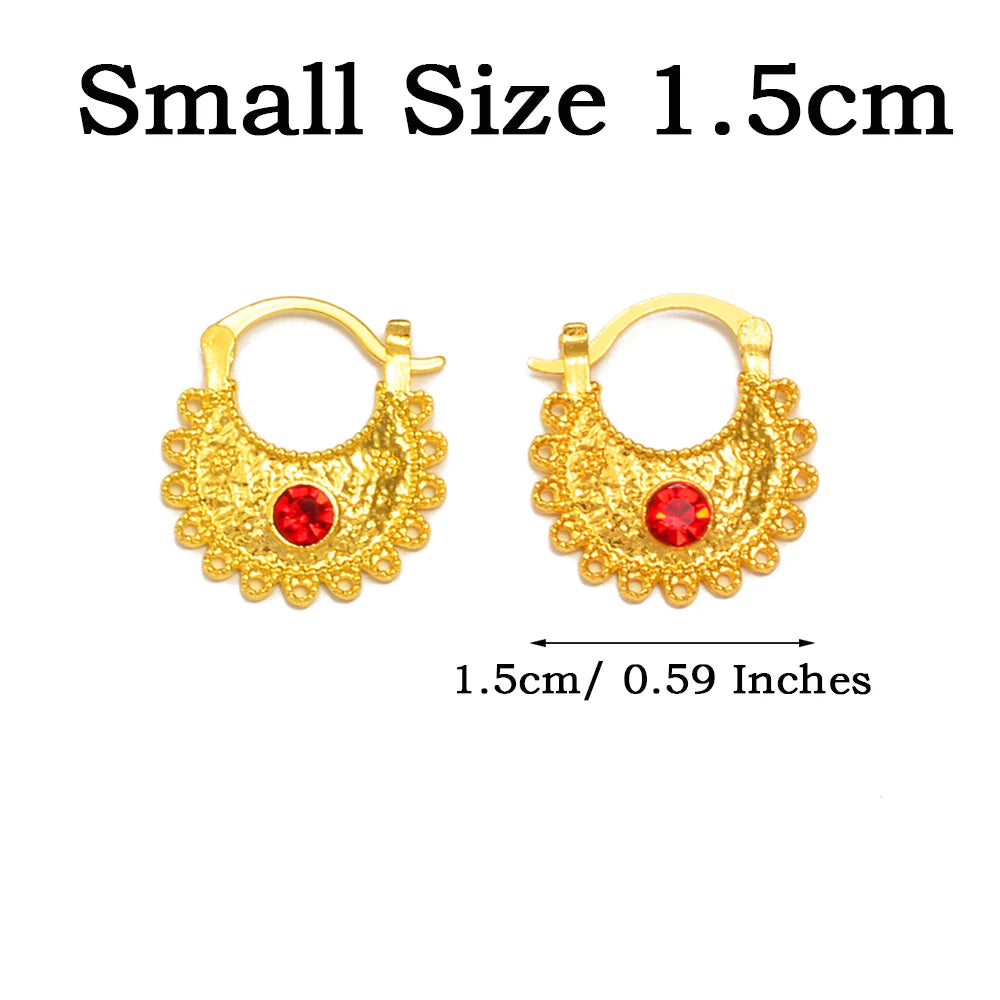 Small Stud Earrings With Rhinestone Ethiopian Eritrean African Jewelry Women