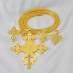 Ethiopian Jewelry Sets Big Cross Pendant Hollow Necklaces Earrings Rings Habesha Eritrean African Wedding