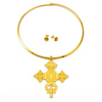 BIG SIZE PENDANT Chokers Collar and 1CM Small Earrings Ethiopian Jewelry sets Eritrean African Habesha