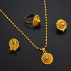 Small Size Ethiopian Jewelry Women Necklaces Earrings Ring Gold Color Eritrea African Jewelry