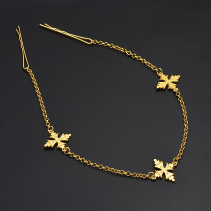 Ethiopian Eritrean Habesha for Women  African Gold Color Ethnic Hair Jewelry Forehead-Chain