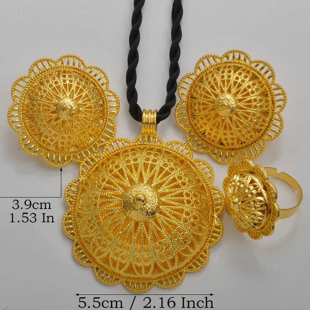 Ethiopian Jewelry Sets Necklace Earrings Ring African Traditional Bridal Set Habesha Eritrea Wedding Sudan