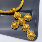 Ethiopian Cross Pendant Twisted Chain for Women Man African Wedding Party Gold Plated Dubai Eritrea Jewelry Cross Gift