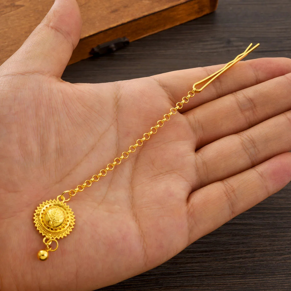 Golden Color Ethiopian Classic Jewelry Round/Geometry Head Chain Dubai Wedding Bride Gifts #103