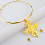 BIG SIZE PENDANT Chokers Collar and 1CM Small Earrings Ethiopian Jewelry sets Eritrean African Habesha