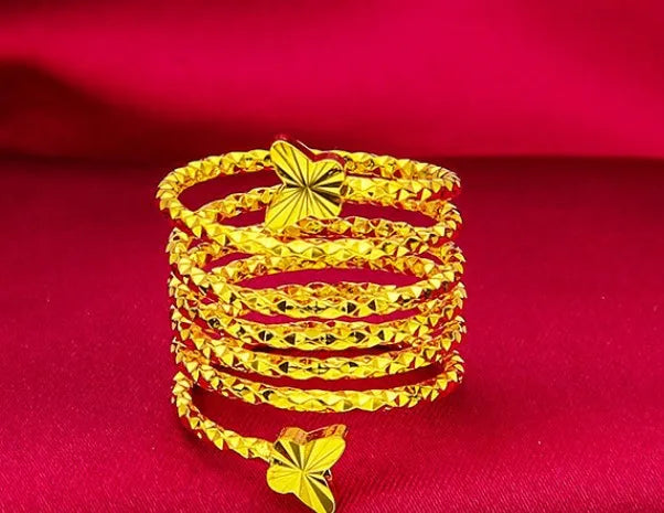 Spiral Flower Ring Women Gold Color Wedding Bride Ethiopian Big Jewellery Resizable