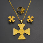 Ethiopian Jewelry Sets for Women Pendant Necklaces Earrings Ring Gold Color Eritrean Ornaments