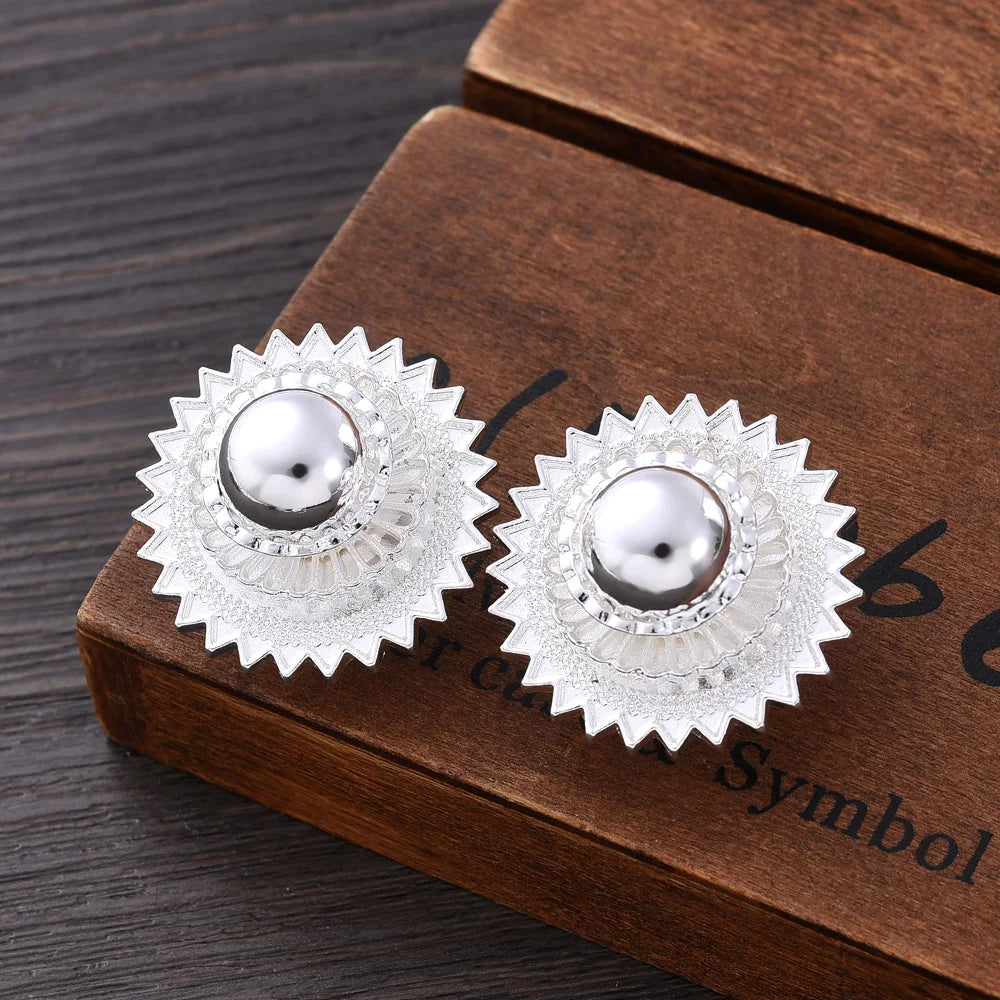 Silver Plated Fashion Ethiopian Big Size Earrings/2PCS Pendant/Ring Jewelry Set Silver Plate Africa Bride Wedding Eritrea  Gift