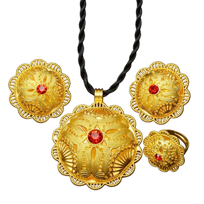 Pendant Necklace Earrings Rings African Jewelry Sets Eritrean Arab Wedding Gifts Women Mama