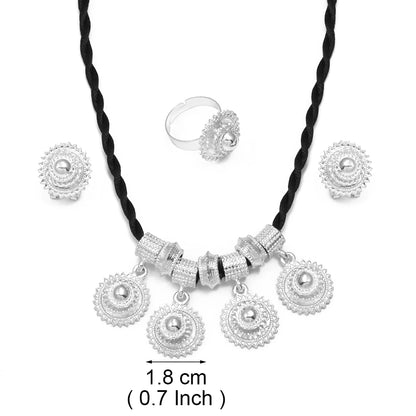 Ethiopian Jewelry Sets Black Rope Earrings Rings African Ethnic Eritrean Habesha Engaged Accessories