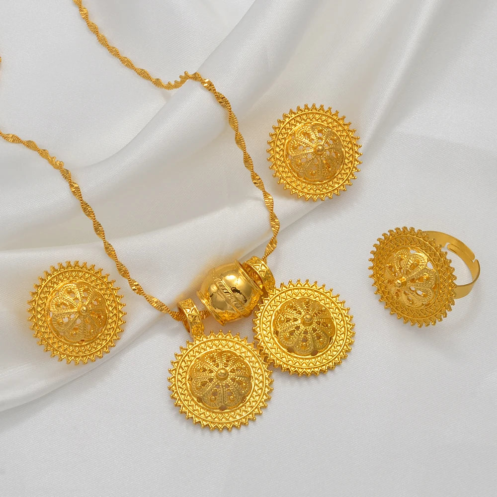 Ethiopian Necklaces Earrings Ring Eritrea African Traditional Wedding Accessories Jewelry Habesha