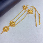 Ethiopian Dubai 24k Plated Gold 6PCS Jewelry Set For Woman African Indian Big Pendant Necklace Wedding Engagement Gifts