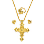 Ethiopian Cross Necklace Earrings Rings African Party Jewelry Set Women  Eritrean Habesha Accessories