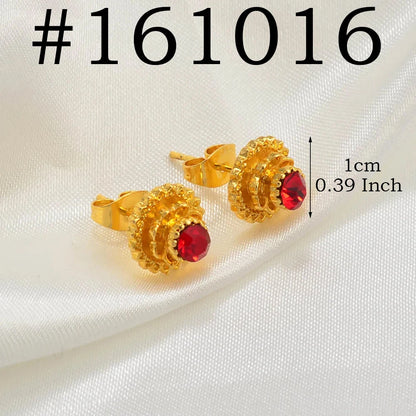 Ethiopian Small Round & Cross Stud Earrings Women  Eritrean Jewelry African Little Ear Studs With Rhinestone