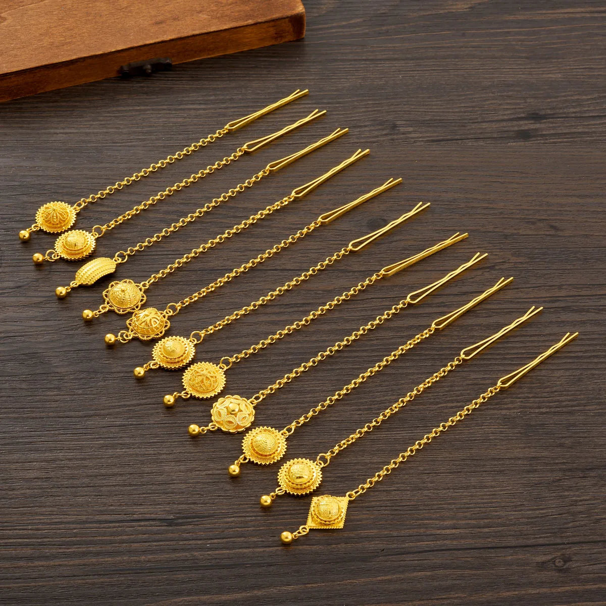 Golden Color Ethiopian Classic Jewelry Round/Geometry Head Chain Dubai Wedding Bride Gifts #103
