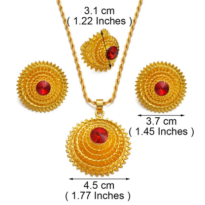 African Traditional Wedding Sets Necklace Earrings Ring Wedding Ornaments for Ethiopia Eritrea Goods Nigeria