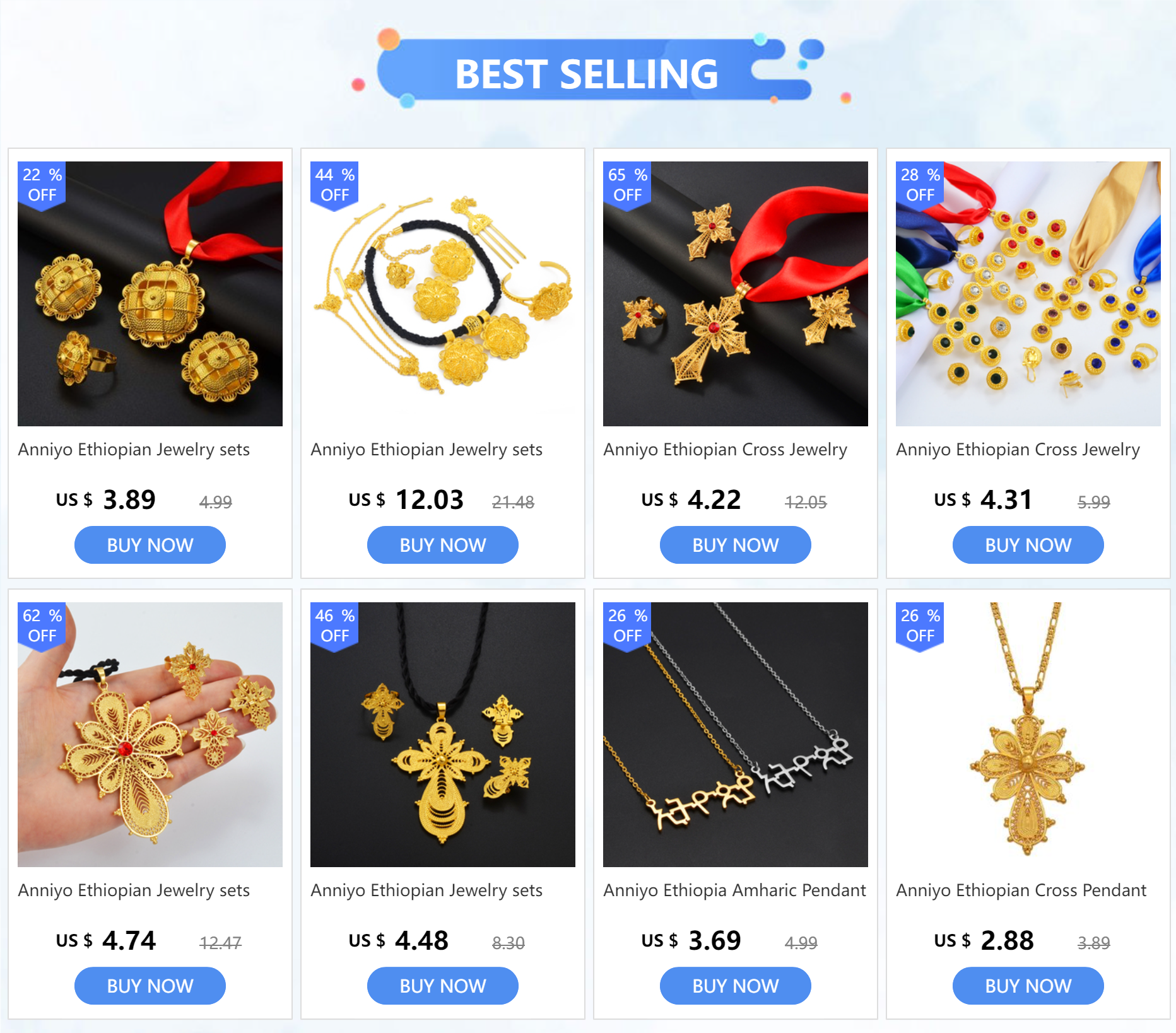 Ethiopian Large Pendant Necklaces Earrings Ring Gold Color Jewelry sets African Eritrean Traditional Ethnic Goods