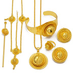 Eritrean Jewelry Set For Women Ethiopian Necklaces Earrings Rings Bracelets Hairpins And Forehead Chains Wedding Dowry