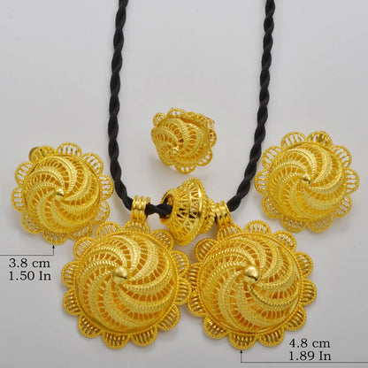 Ethiopian Jewelry Sets Necklace Earrings Ring African Traditional Bridal Set Habesha Eritrea Wedding Sudan