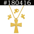 African Ethiopian Cross Jewelry Sets for Women Gold Color Necklaces Earrings Rings