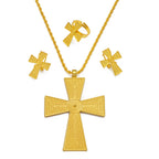 African Ethiopian Cross Jewelry Sets for Women Gold Color Necklaces Earrings Rings