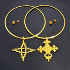 BIG SIZE PENDANT Chokers Collar and 1CM Small Earrings Ethiopian Jewelry sets Eritrean African Habesha